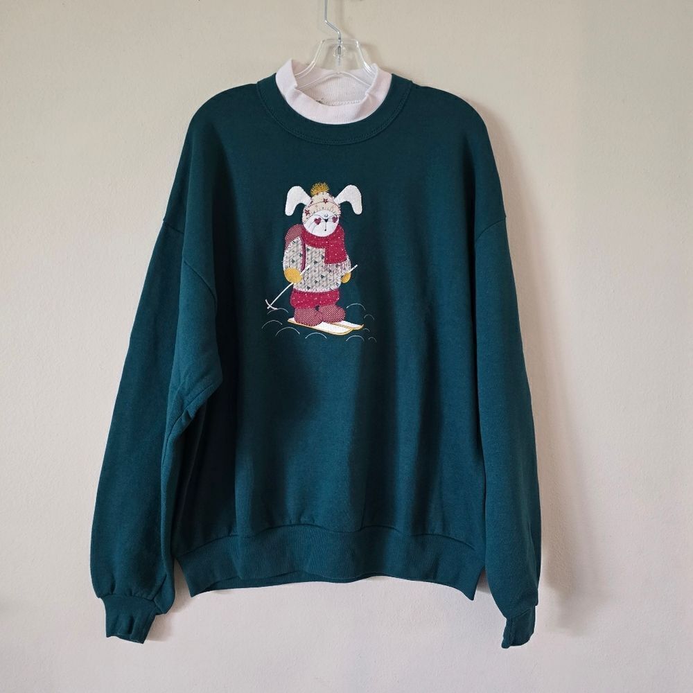 GOPHER Sport Vintage Women's Sweater Size XL Green Made in‎ USA Y2K 90s